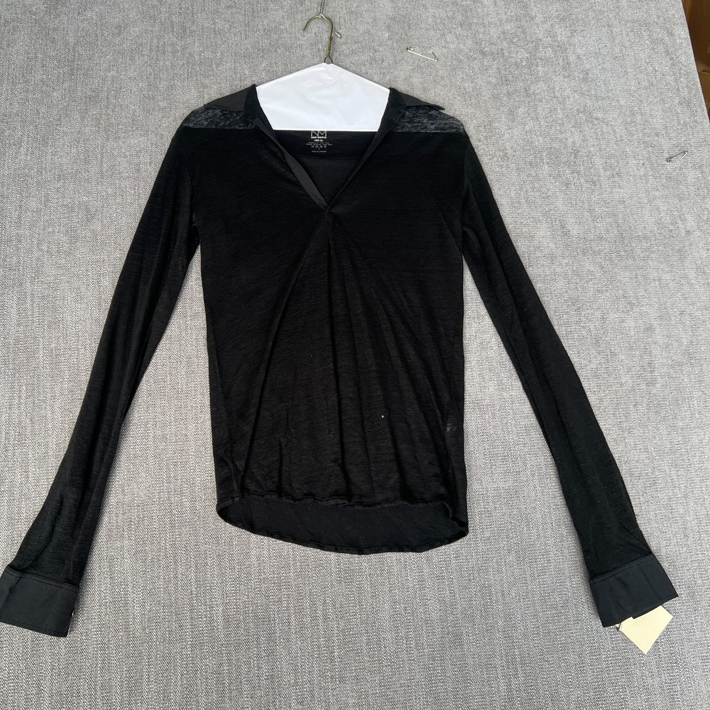 NM Luxury Essentials Blouse Top Womens 1 Black Linen Hand Dyed Lightweight Boho